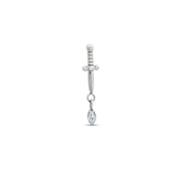 Trident Threadless Sword Dangle w CZ Oval Attachment