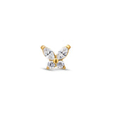 Trident 24kt Gold PVD Titanium Threadless Jewel Butterfly Attachment