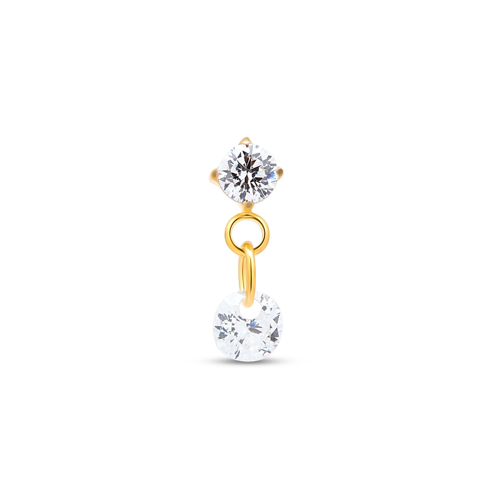 Trident 24kt Gold PVD Titanium Threadless Dangle Round Stones Attachment