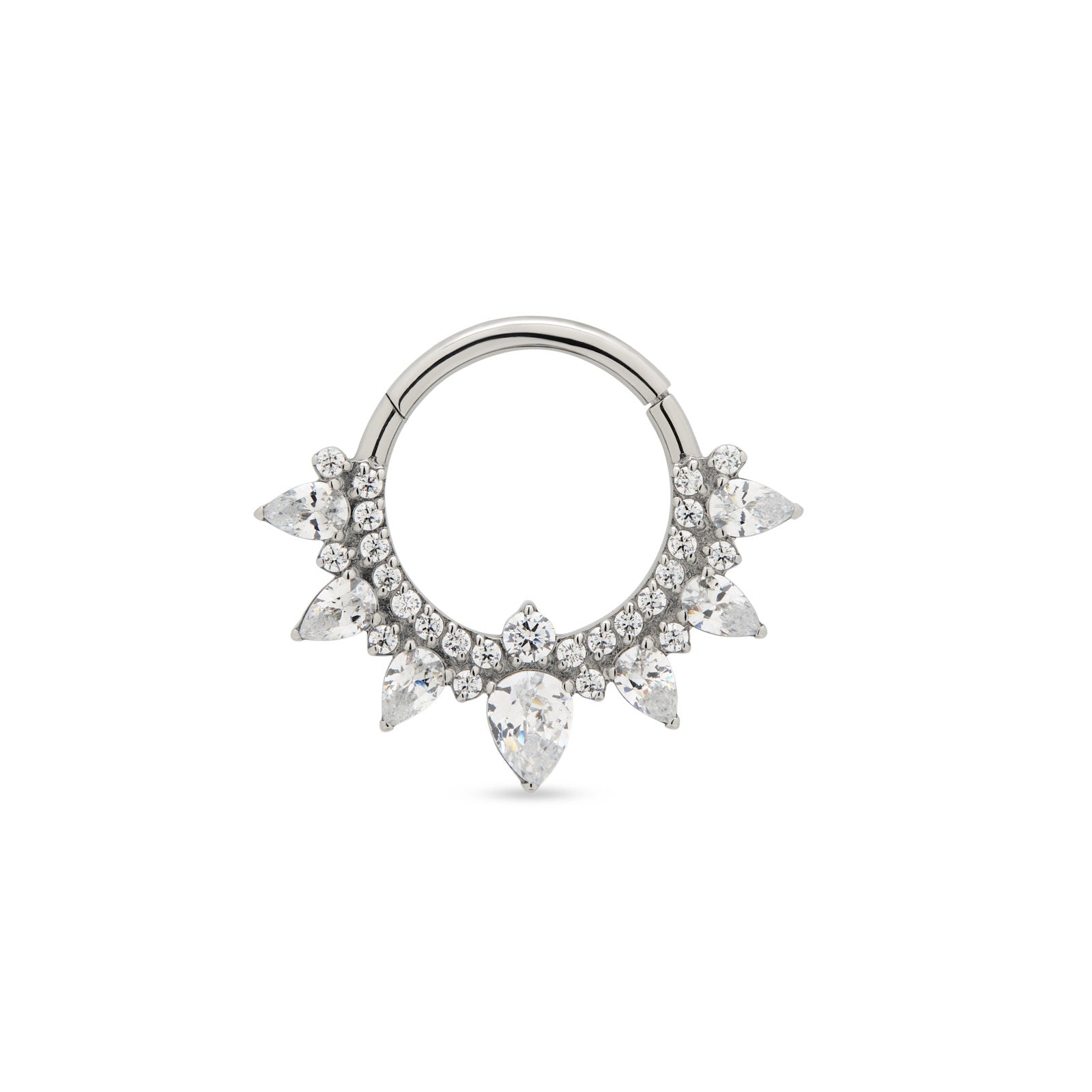 Trident Jeweled Pear Cluster Hinged Ring