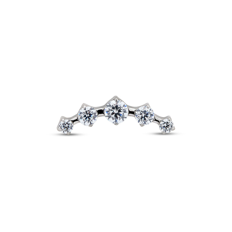 Internally Threaded Titanium 5 Stone Curved Tiara Attachment