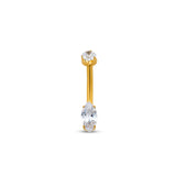 Trident 24kt Gold PVD Titanium Internally Threaded Marquise Cut Navel