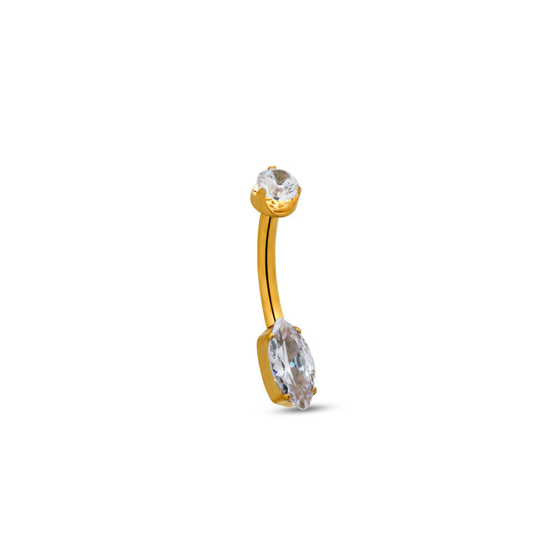 Trident 24kt Gold PVD Titanium Internally Threaded Marquise Cut Navel