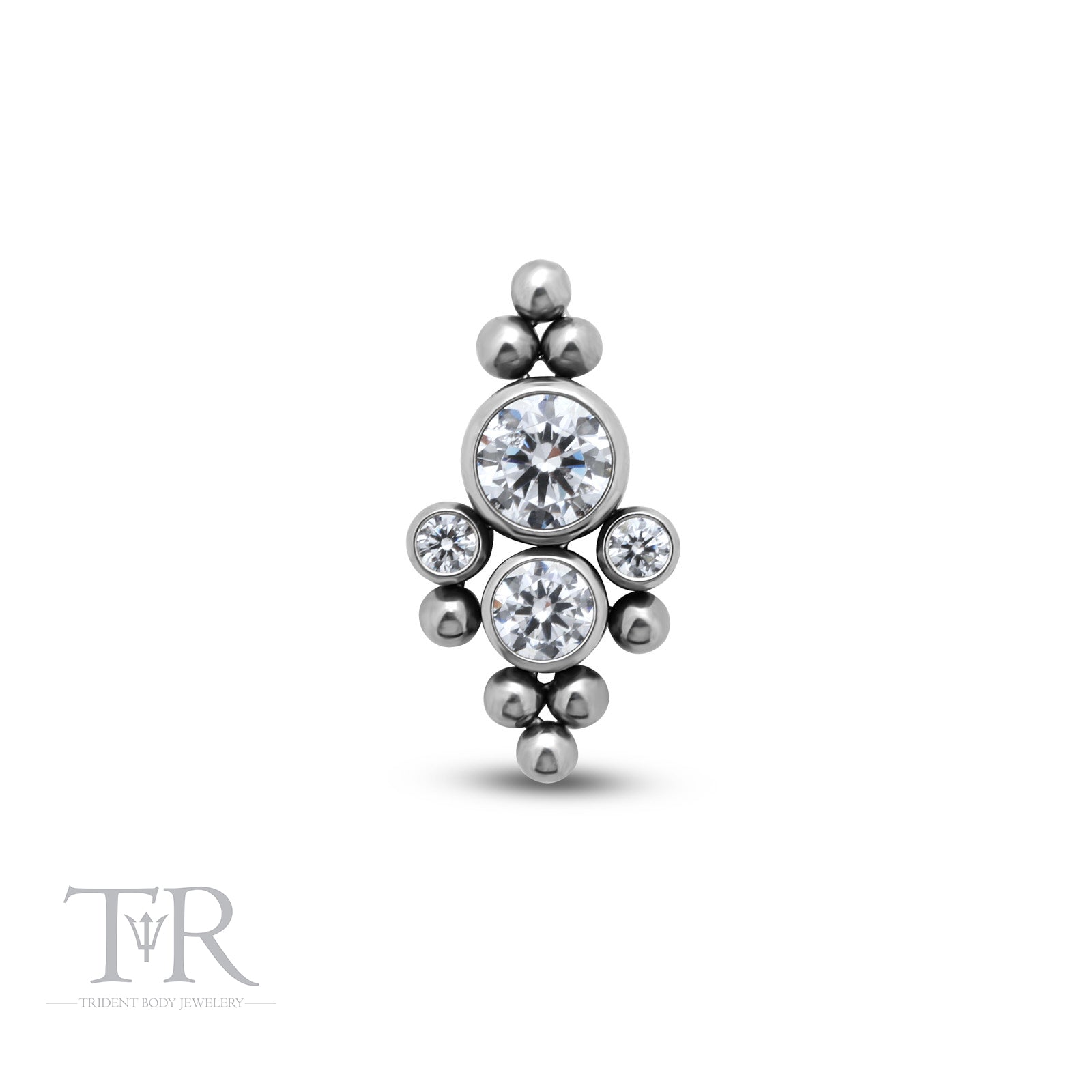 Trident Internally Threaded 4 Jewel 8 Beads Cluster Attachment