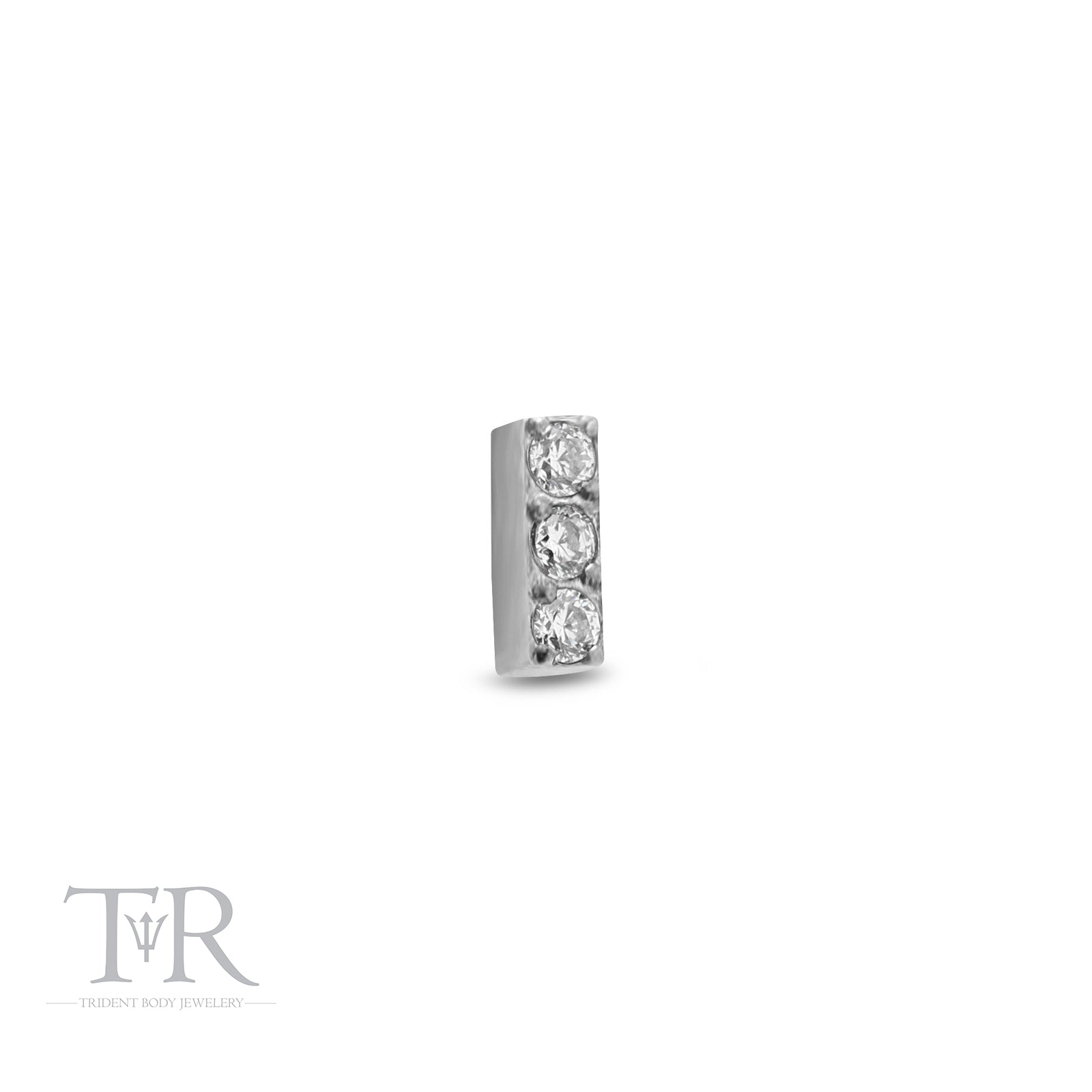 Trident Internally Threaded Jewelled 3 Stone Bar Attachment