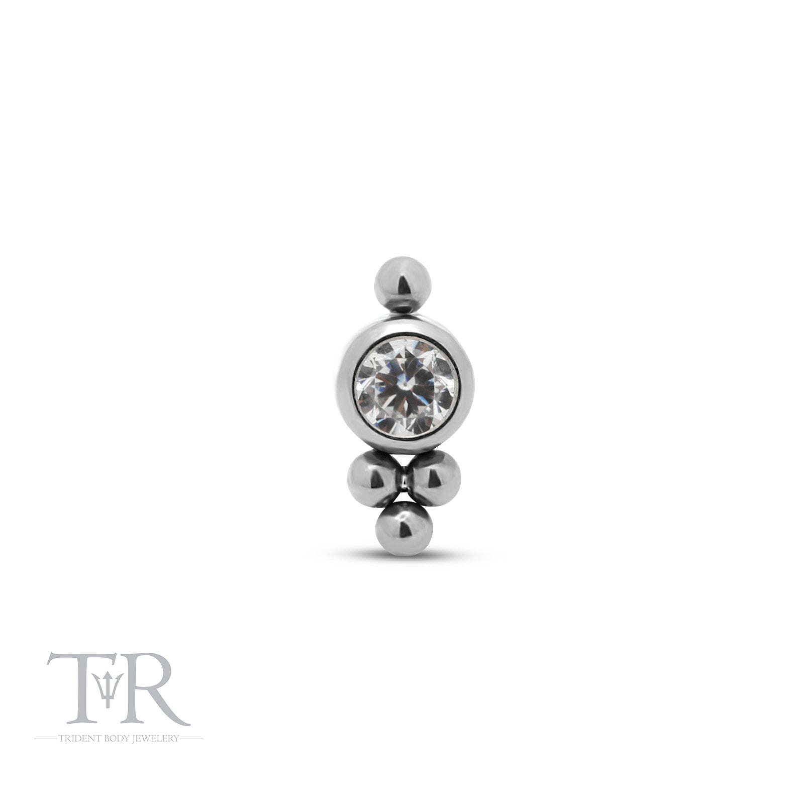 Trident Titanium Threadless Cluster 2.5mm Crystal