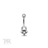 Trident Internally Threaded Jewelled 3 Stone Trio bead Cluster Navel