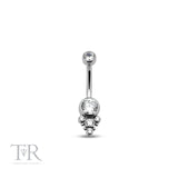 Trident Jewelled Cluster Navel Bar 1.6mm x 10mm