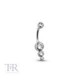 Trident Internally Threaded Jewelled 3 Stone Round Cluster Navel