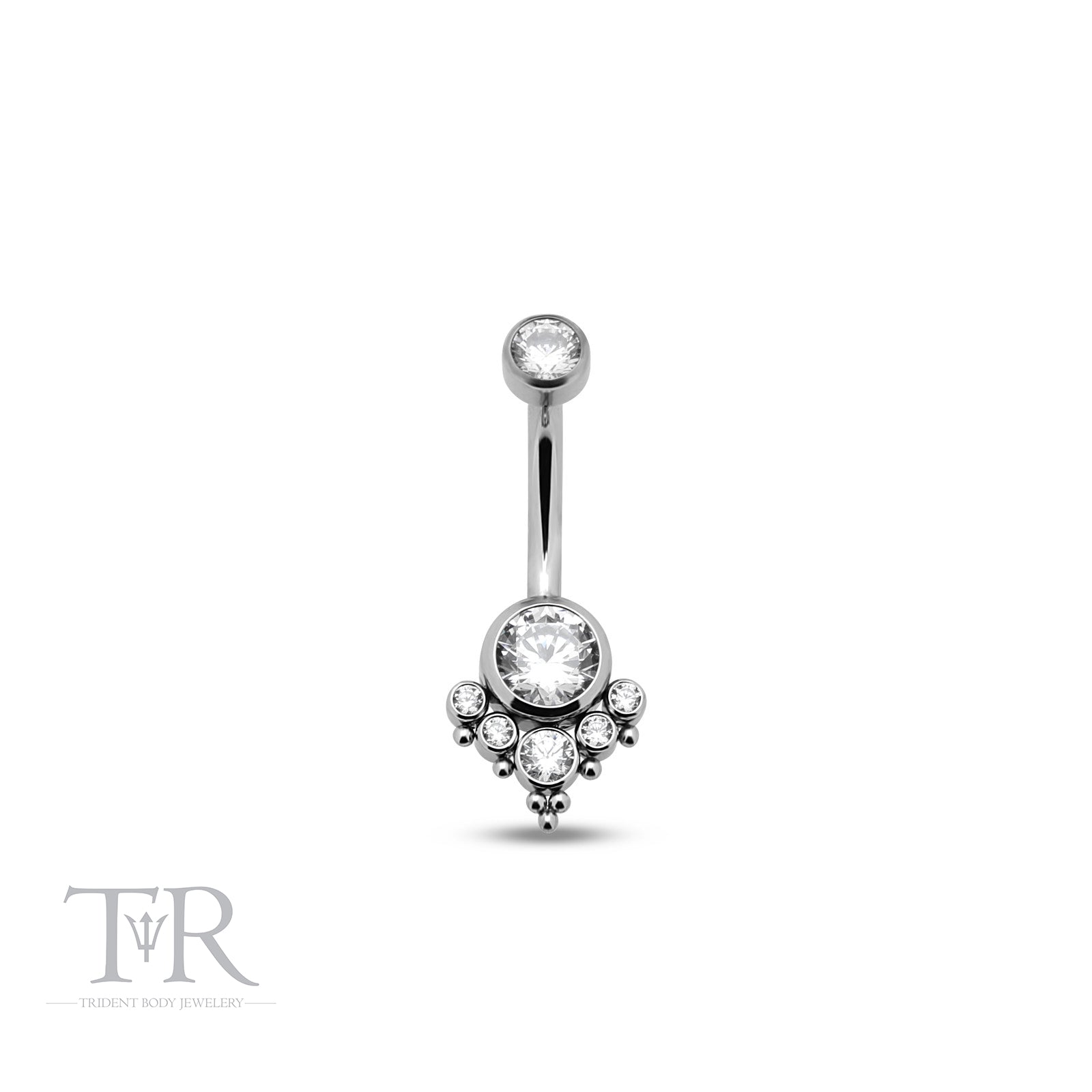 Trident Internally Threaded Jewelled & Beaded Cluster Navel