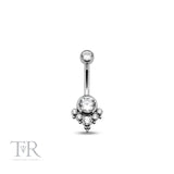 Trident Internally Threaded Jewelled & Beaded Cluster Navel