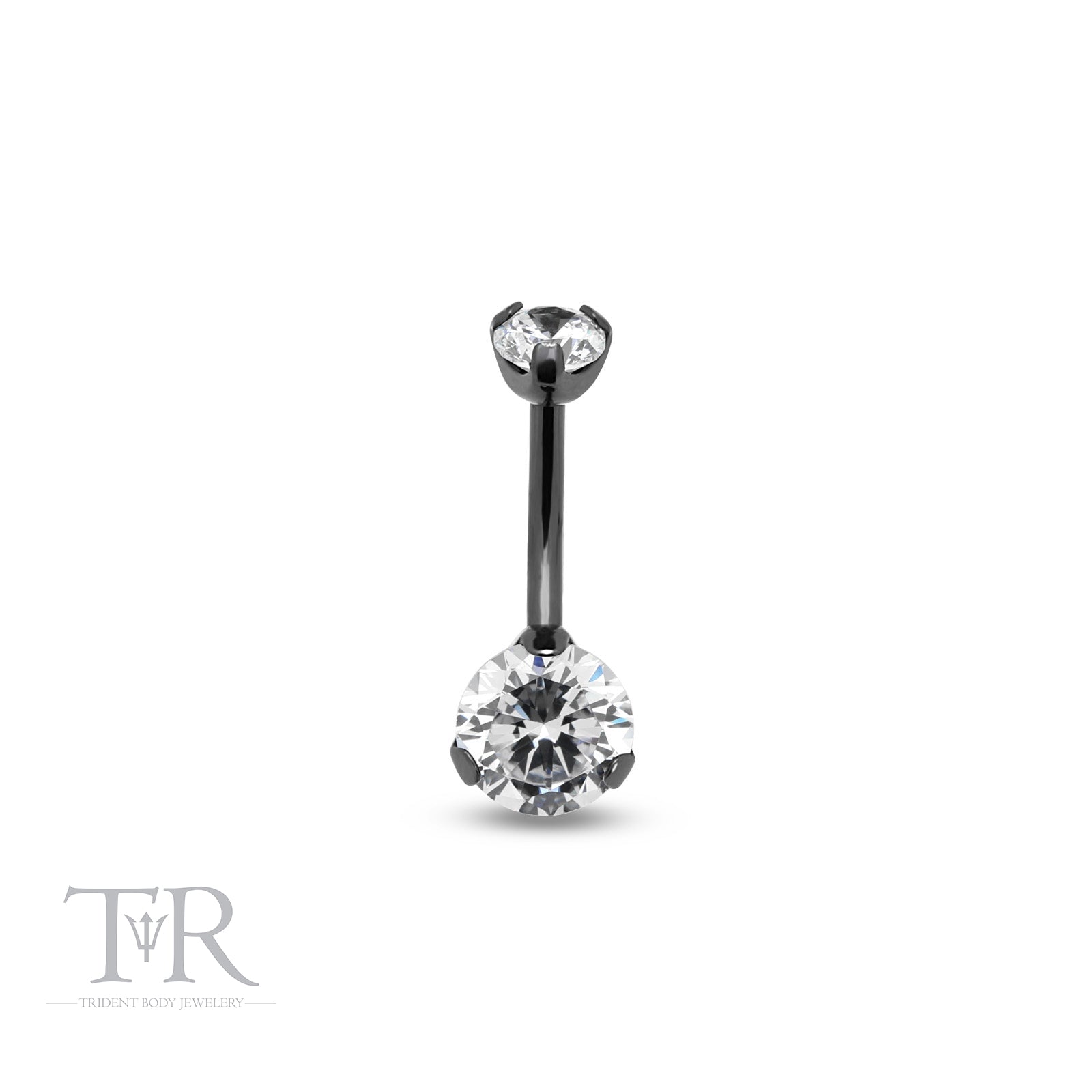 Trident Black PVD Titanium Internally Threaded Prong Set Navel