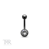 Trident Black PVD Titanium Internally Threaded Jeweled Navel