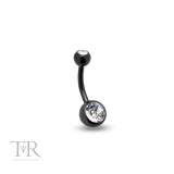 Trident Black PVD Titanium Internally Threaded Jeweled Navel