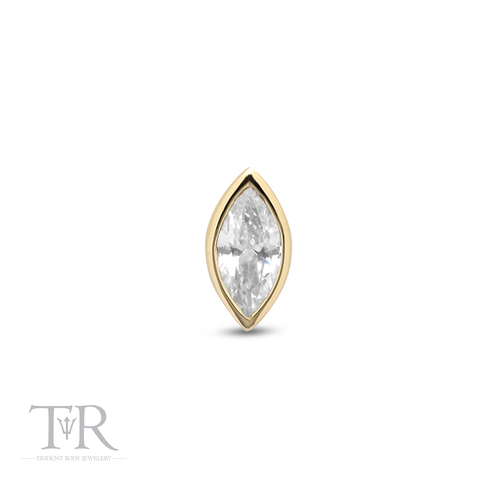 14kt Gold Threadless Jewelled Ovate Attachment