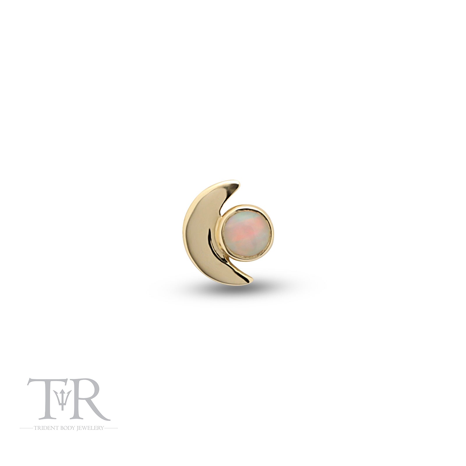 14kt Gold Threadless Moon & Opal Attachment