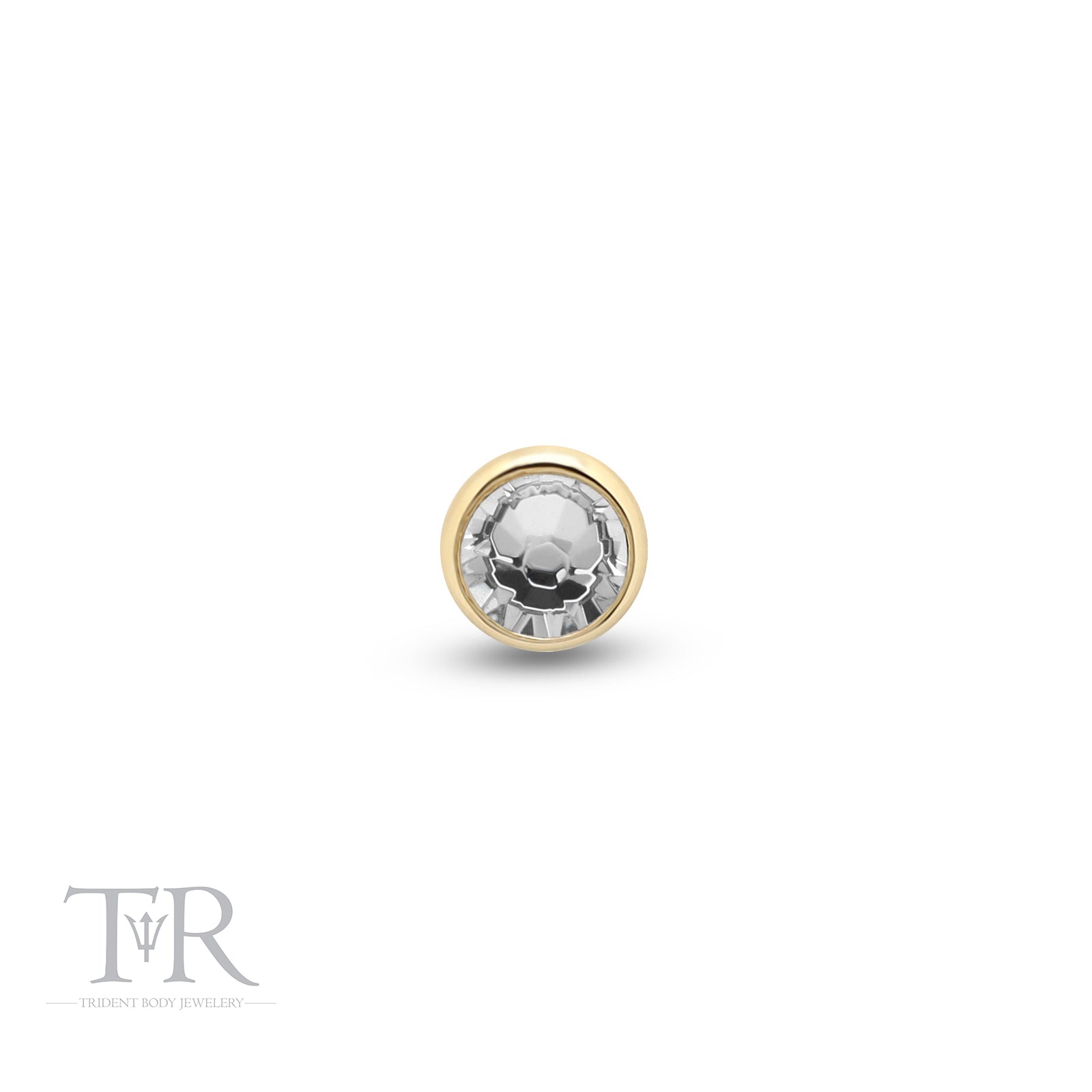 Gold 14kt Threadless Attachment Jewelled Bezel