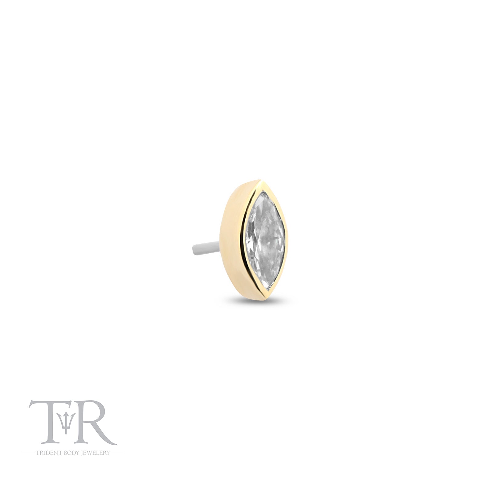 14kt Gold Threadless Jewelled Ovate Attachment