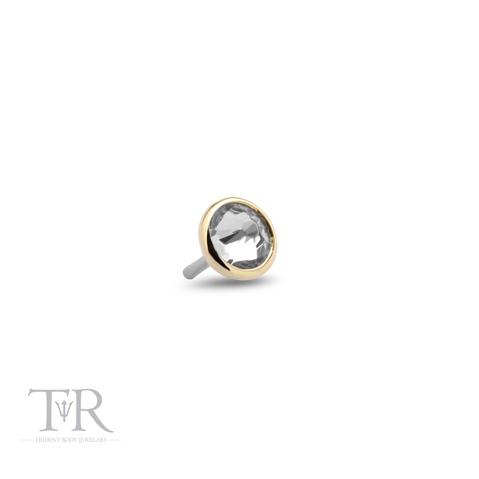 Gold 14kt Threadless Attachment Jewelled Bezel