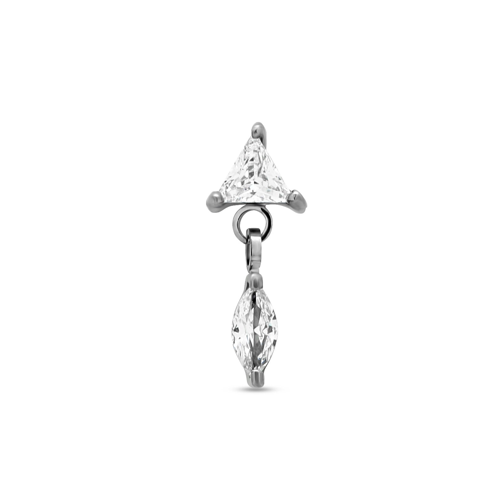 Trident Threadless 3mm Jewel Triangle w Ovate Dangle Attachment