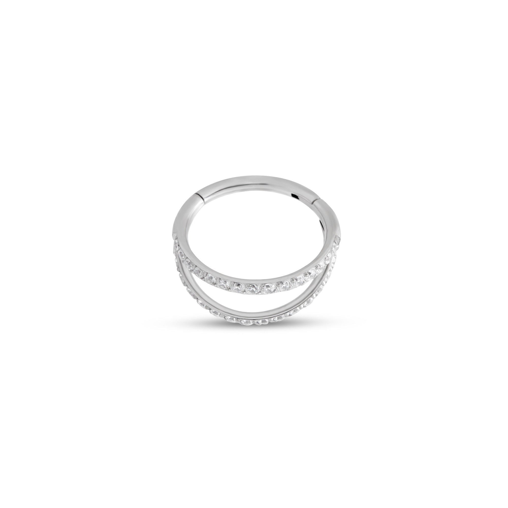 Trident Jewelled Double Ring - Hinged Ring