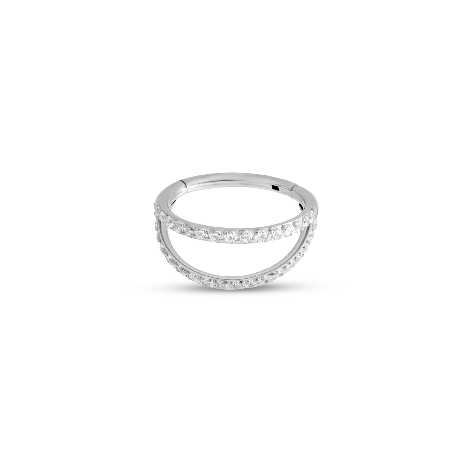 Trident Jewelled Double Ring - Hinged Ring
