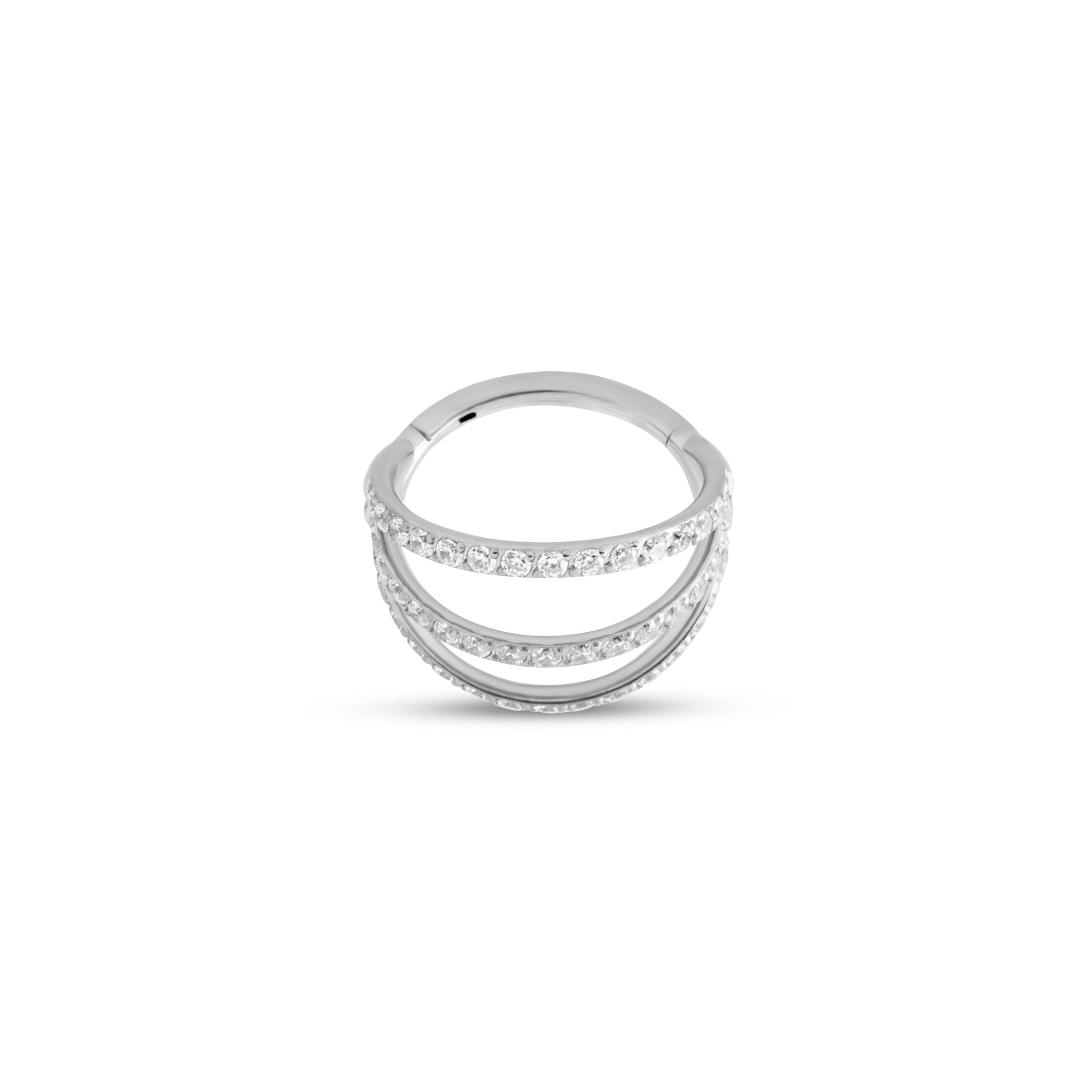 Trident Jewelled Triple Ring - Hinged Ring