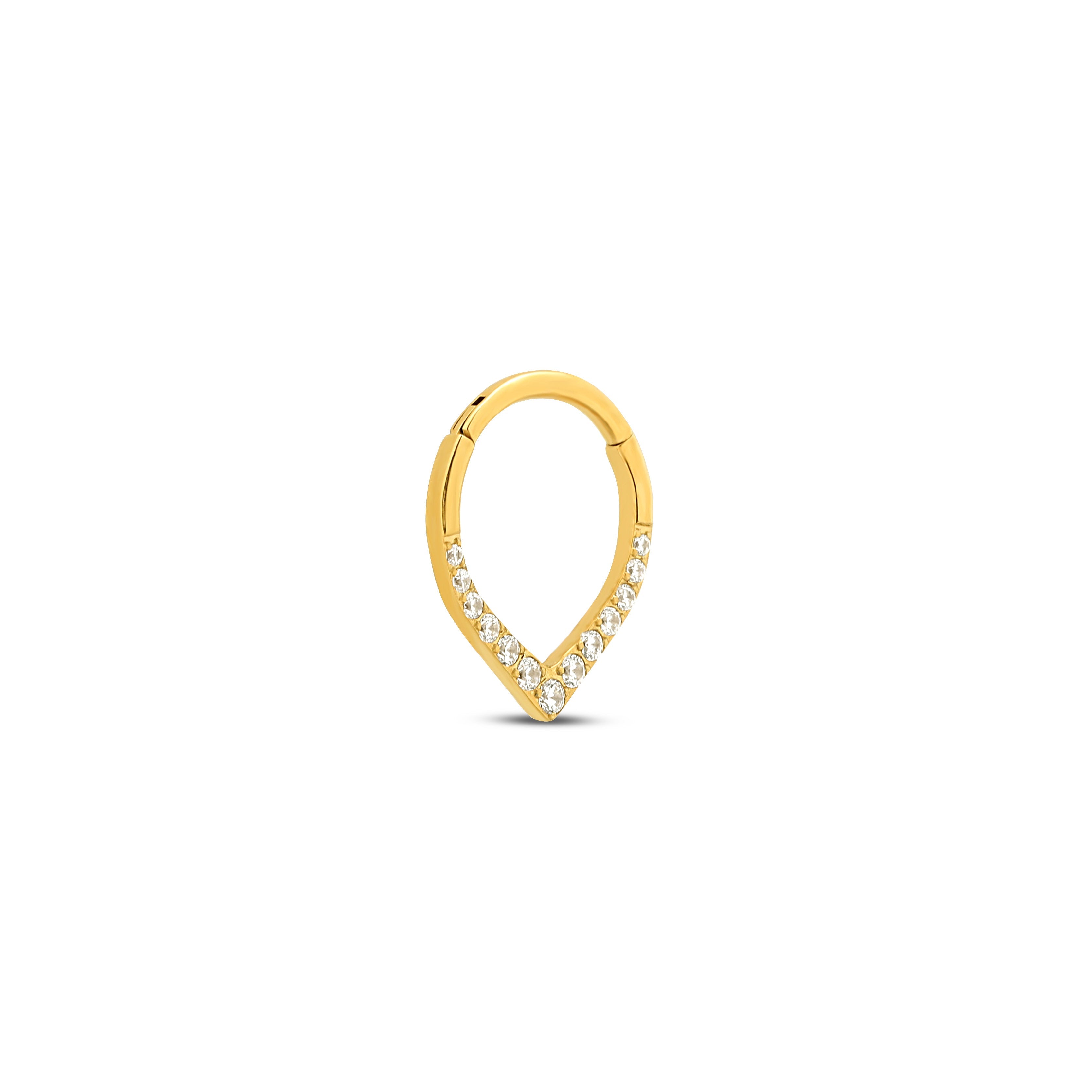 Trident 24kt Gold PVD Titanium Tear Hinged Ring
