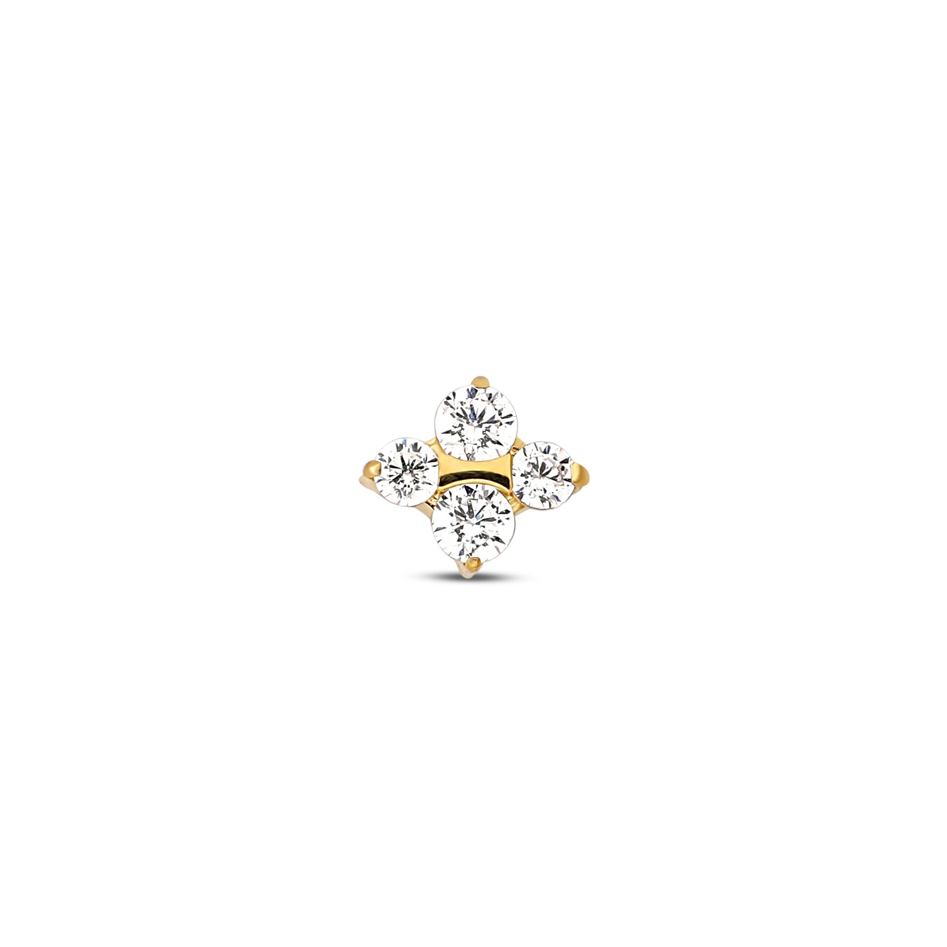 Trident 24kt Gold PVD Titanium Internally Threaded Jewelled 4 Stone Attachment