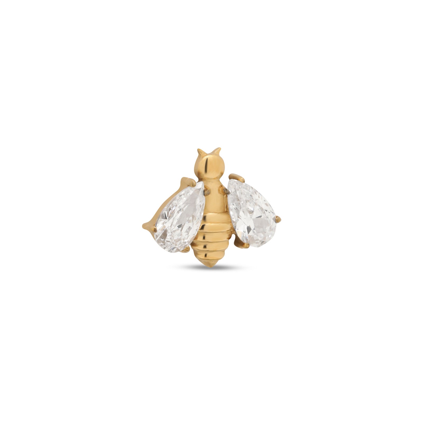 Trident 24kt Gold PVD Titanium Threadless Bee With Crystal Wings Attachment