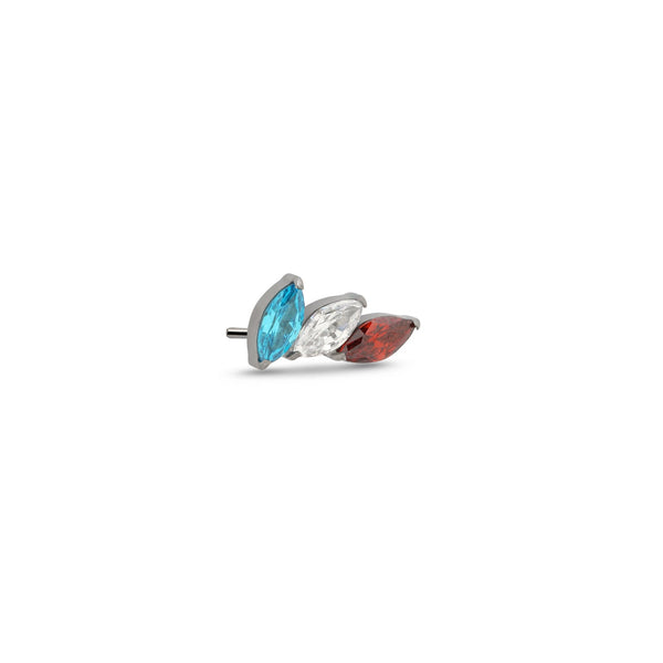 Trident Threadless Marquise Trio - Aqua, Clear, Red Attachment