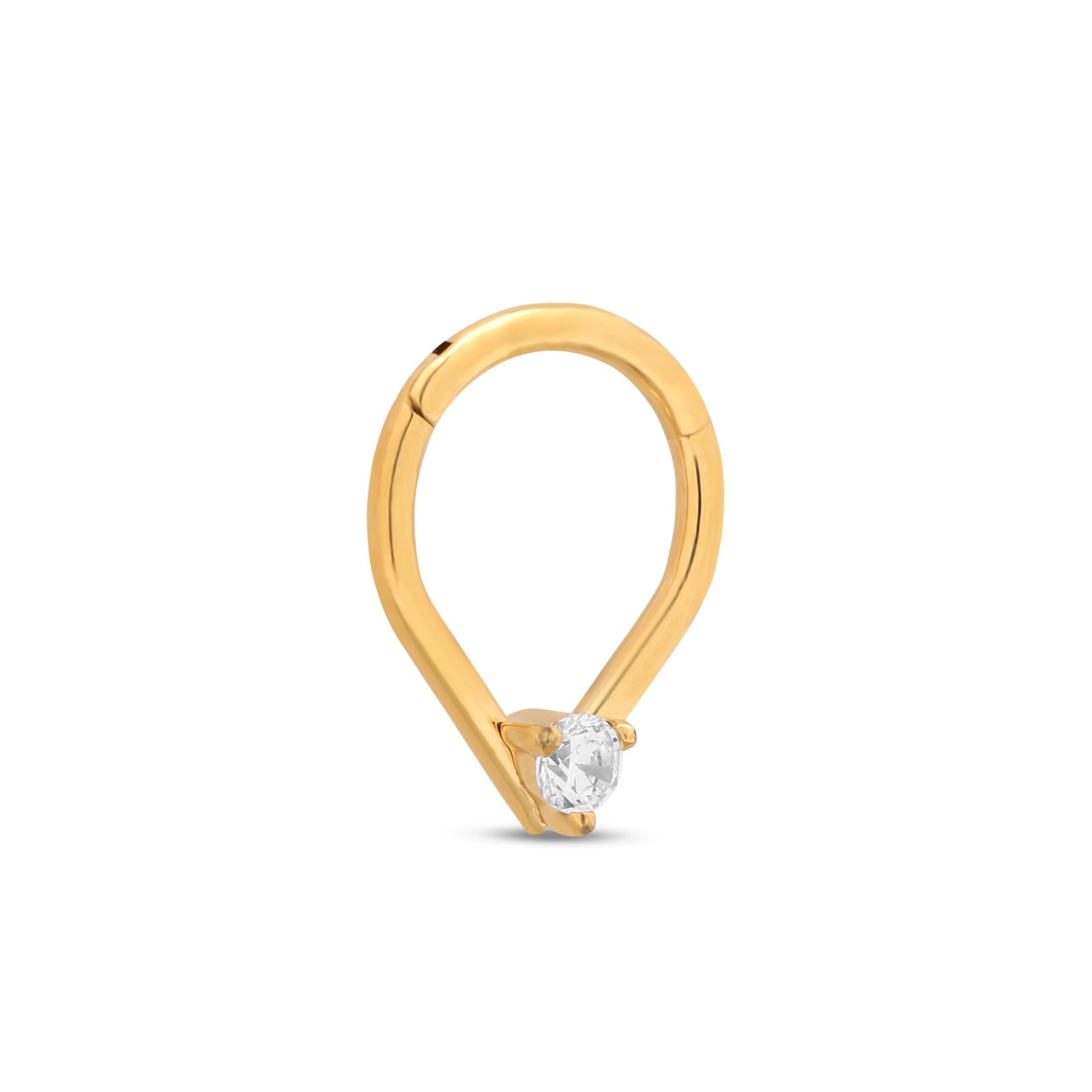 Trident 24kt Gold PVD Titanium Tear w 2.5mm Jewel Hinged Ring