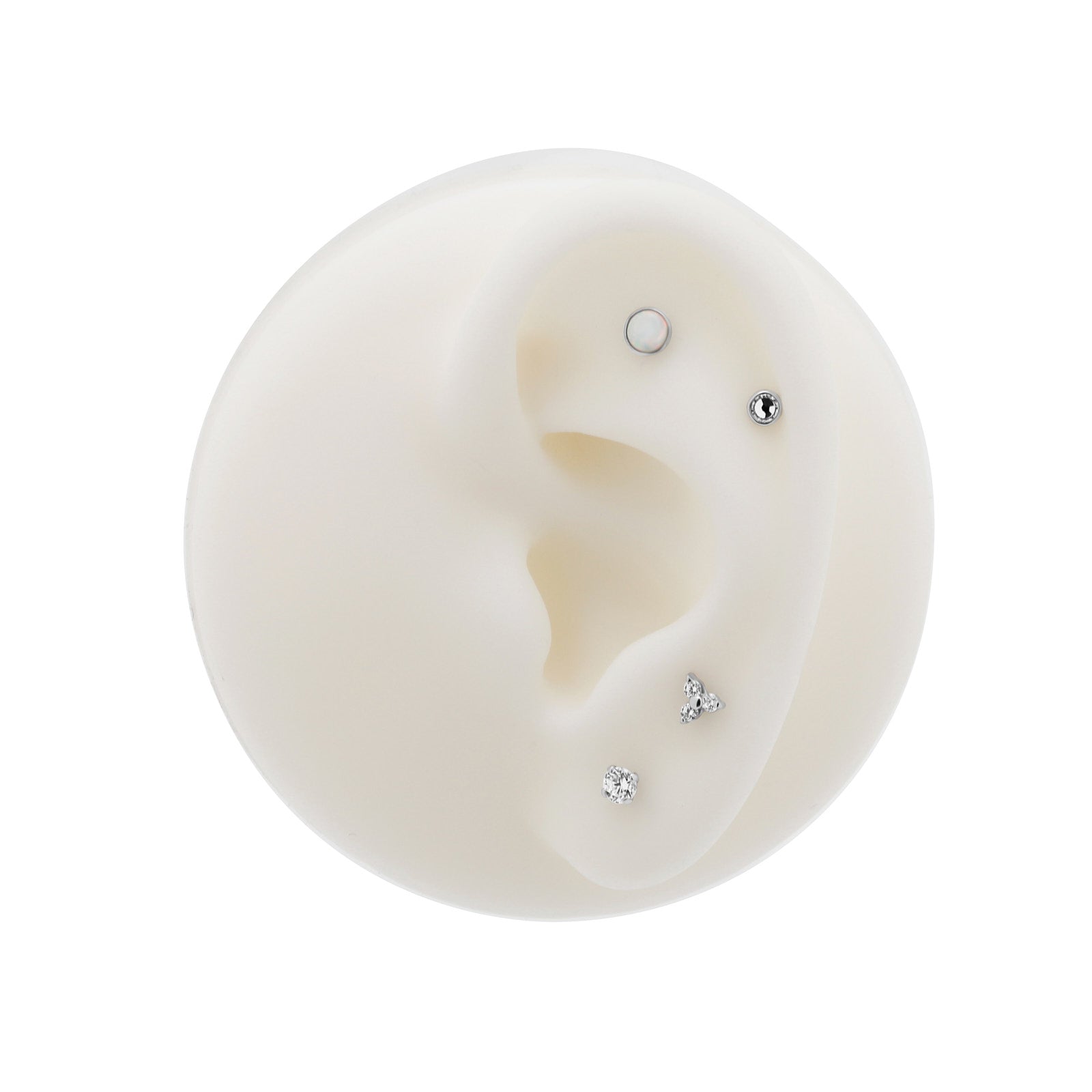 White 14kt Gold Threadless Trio