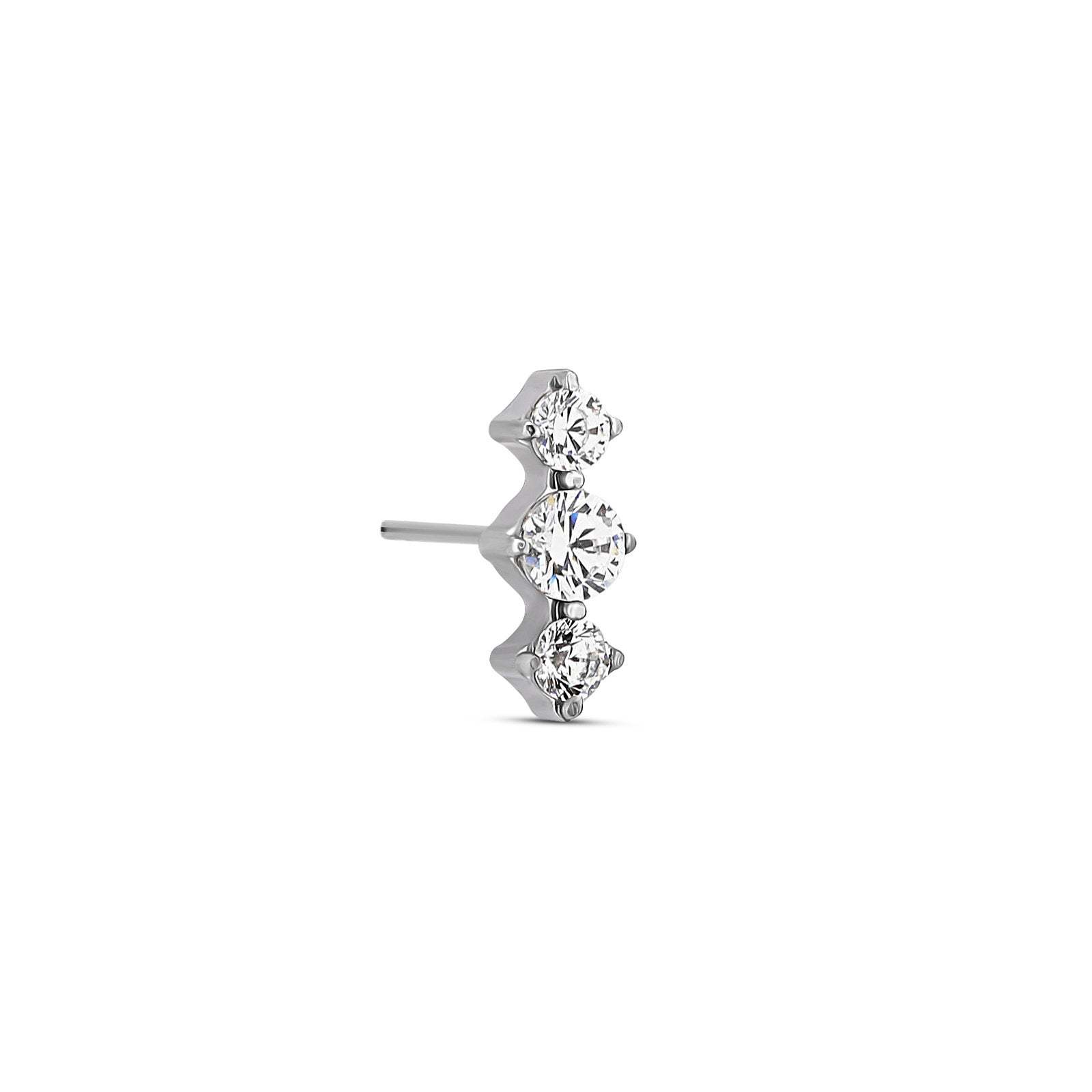 Trident Threadless Prong 3 Stone 2mm, 2.5mm, 2mm Attachment