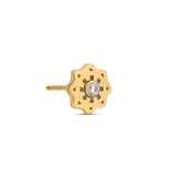 Trident 24kt Gold PVD Titanium Threadless Geometric Flower with Crystal Attachment