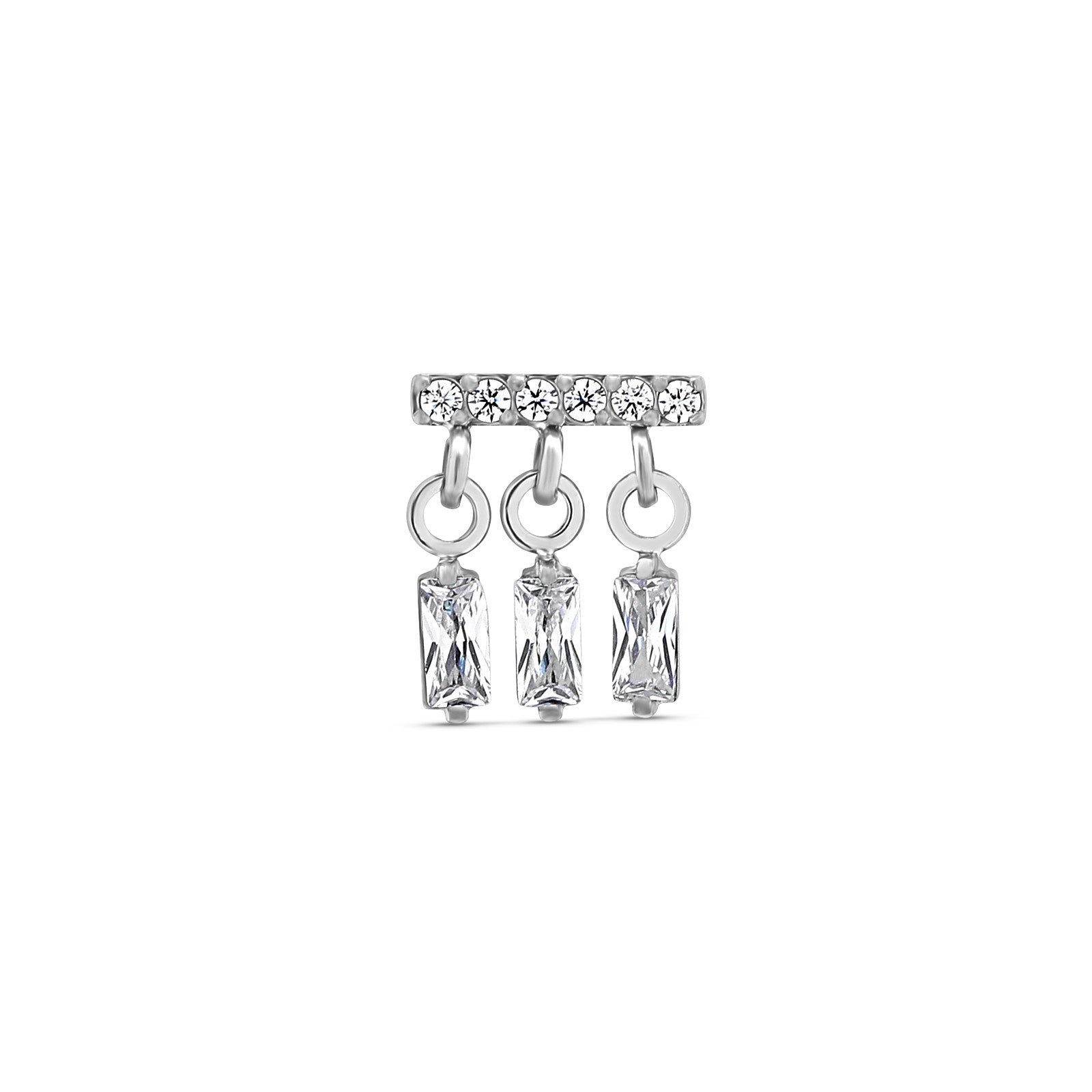 Trident Threadless 3 Dangle Baguette With Jewel Bar Attachment