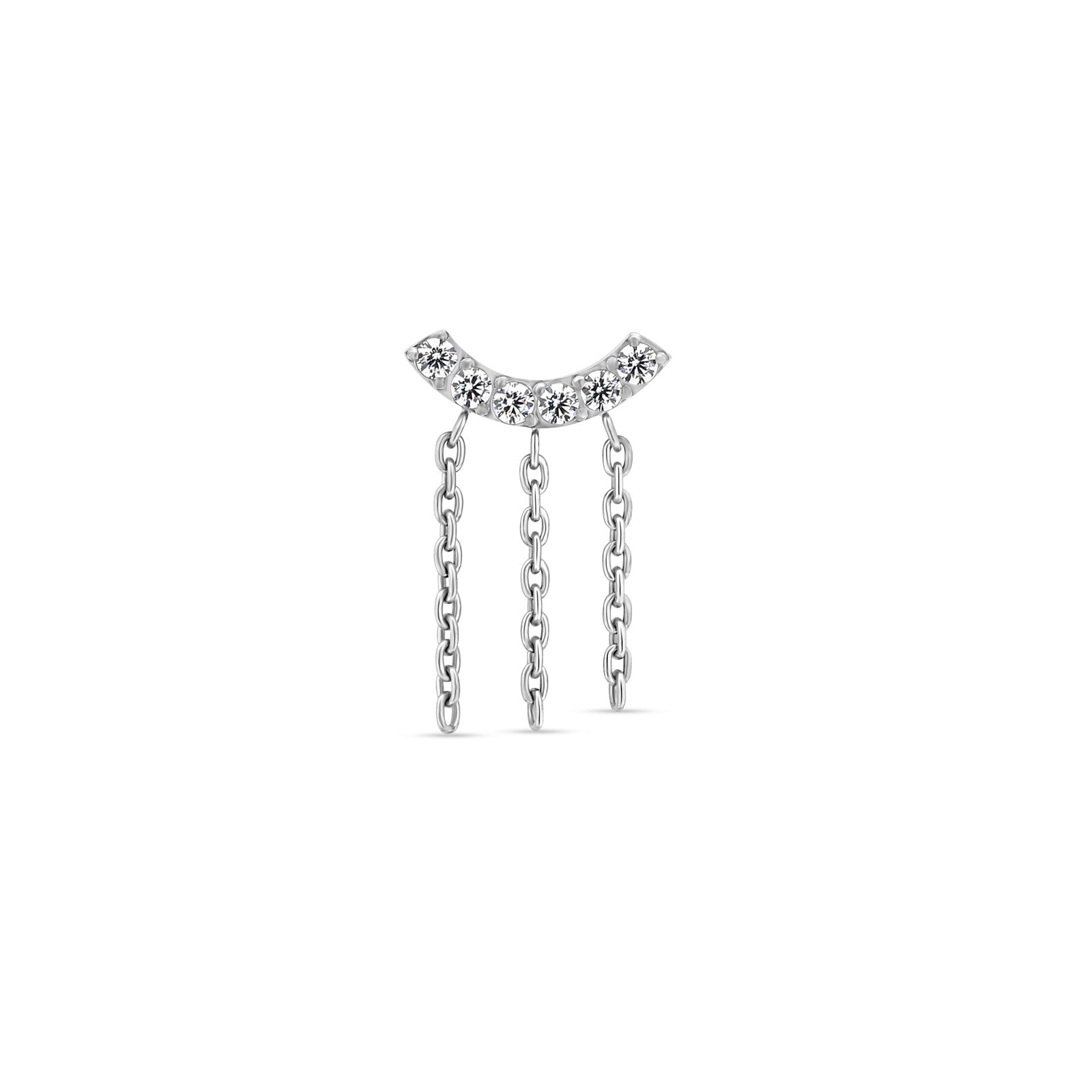 Trident Threadless Jeweled U Bar With Chains Attachment