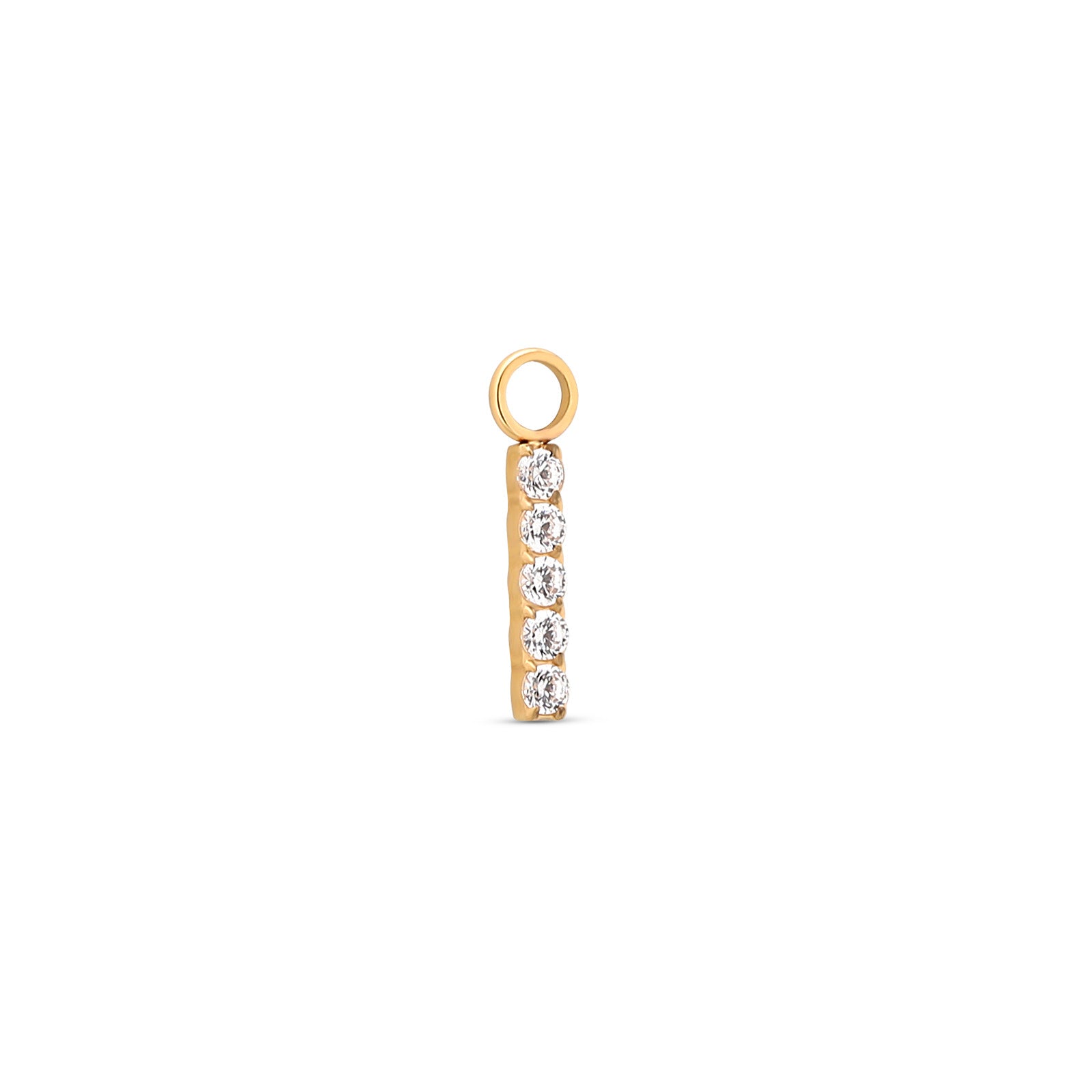 Trident 24kt Gold PVD Titanium 5 Jeweled Bar Dangle
