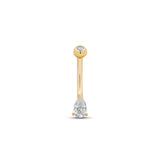 14kt Gold Navel Bar Pear Prong Set