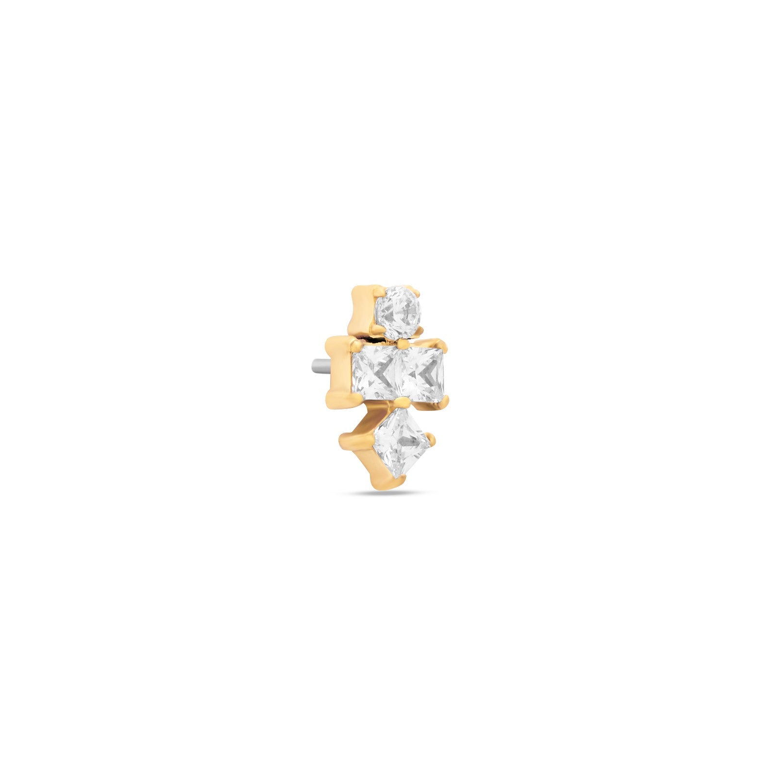 Trident 24kt Gold PVD Titanium Internally Threaded Square Jewel Attachment