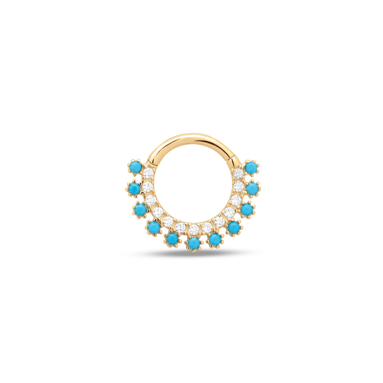 14kt Gold Hinge Ring Paved Crystals With Blue Stones