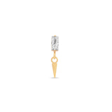 Trident 24kt Gold PVD Titanium Internally Threaded Gold Baguette With Dangle Spike Attachment