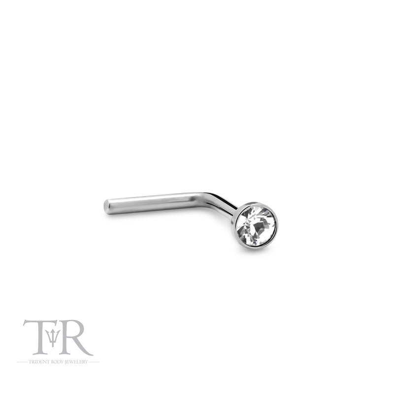 Titanium L-Shape Nostril Jewelled