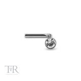 Titanium L-Shape Nostril Jewelled