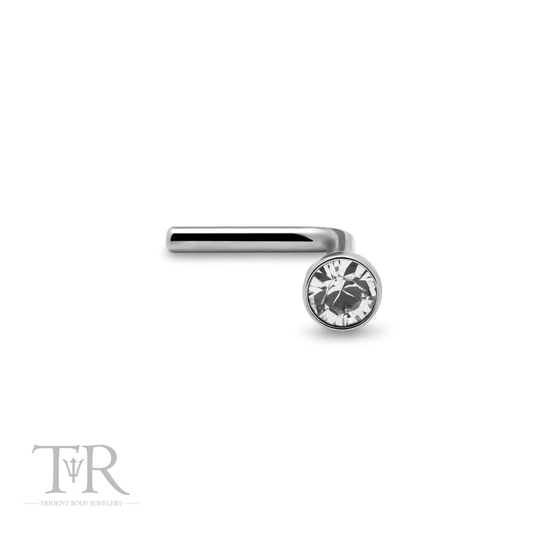 Titanium L-Shape Nostril Jewelled