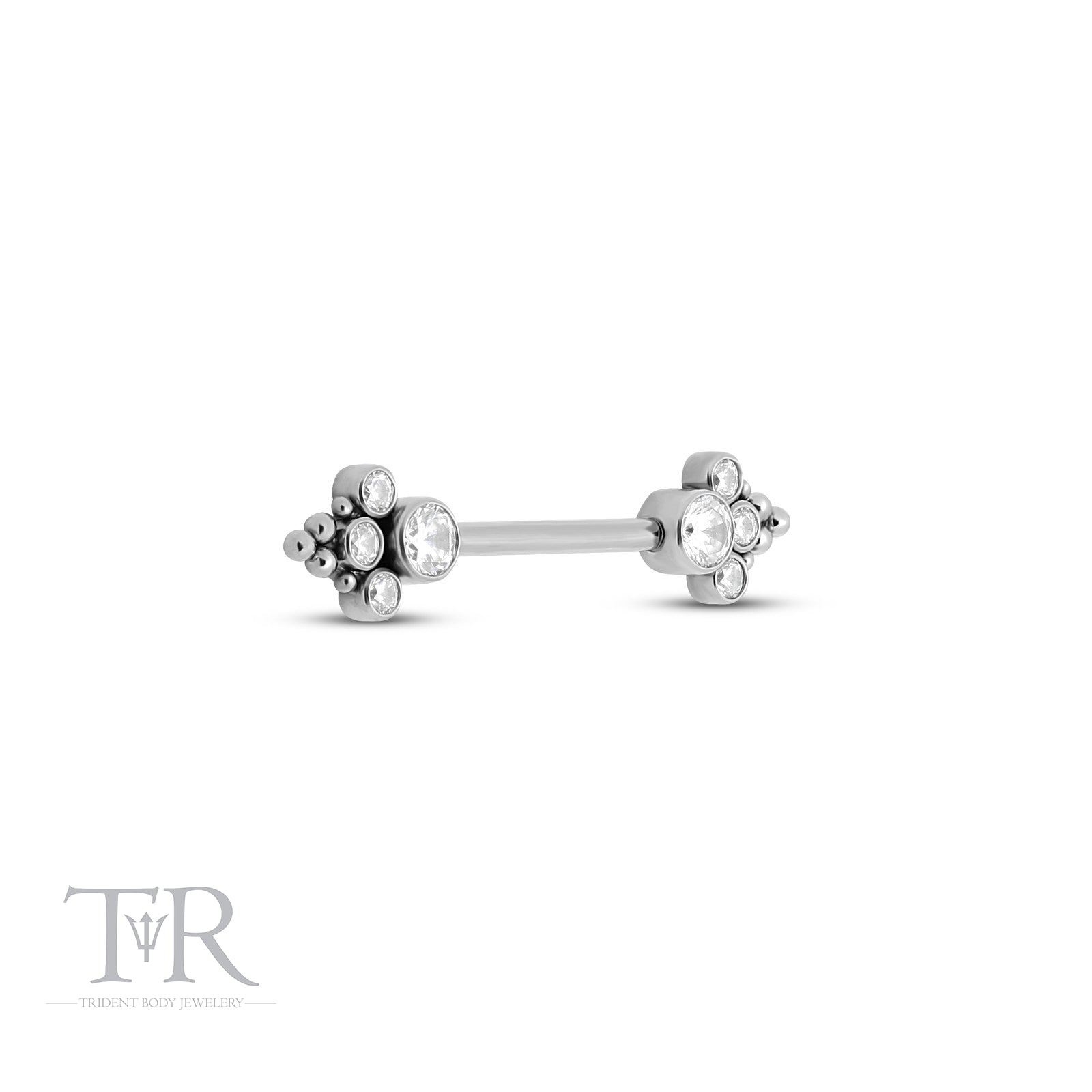 Trident Threadless Nipple Cluster Jewelled 1.6mm x 14mm