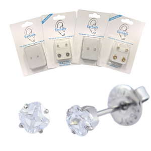 Princess Cut 4mm Surgical Steel EarSafe Hangsell