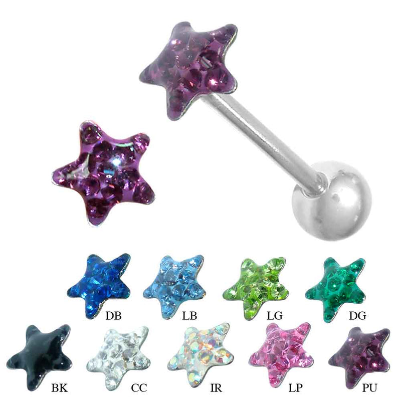 SS Barbell Star Crystal Epoxy