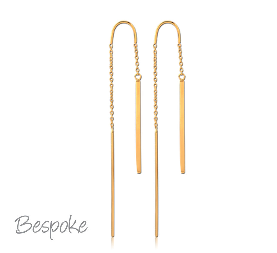 Bespoke Gold PVD Hanging Bar Earing Pair