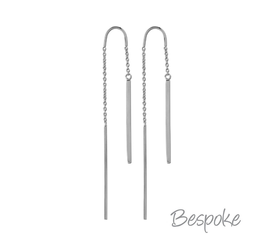 Bespoke Steel Hanging Bar Earring Chain Pair